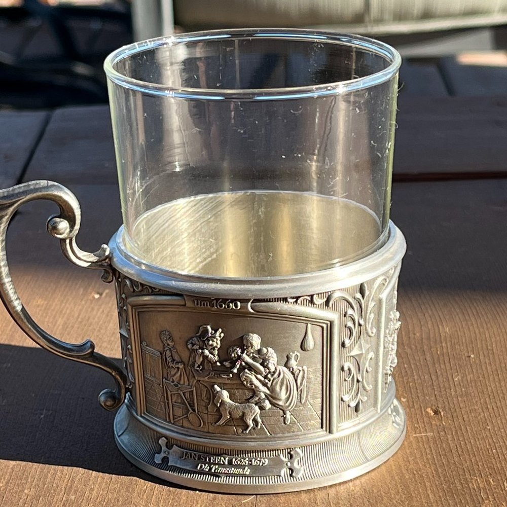 German Commemorative Tea Glass & Holder